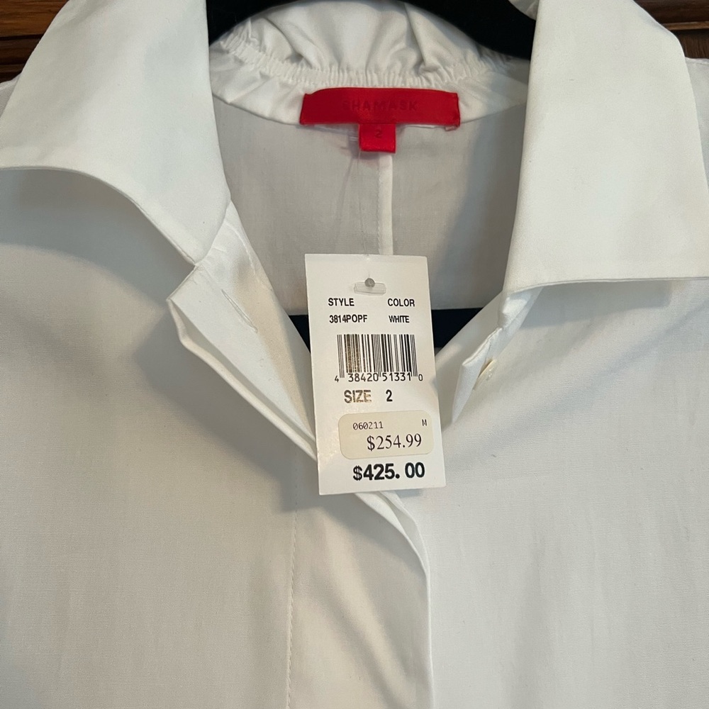 Shamask Ladies White Blouse New With Tags 1980’s Possibly Vintage Size “2”
